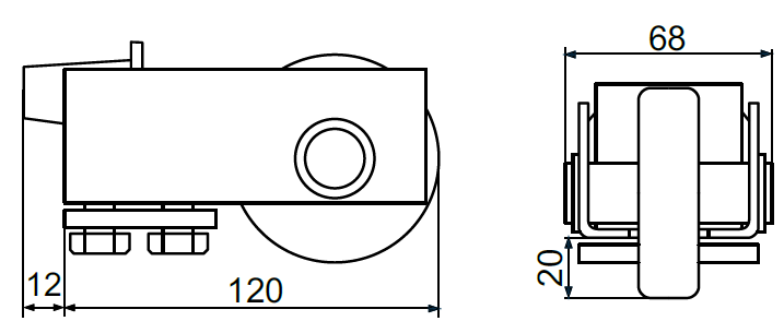 Atraminis ratukas su stabdziu.