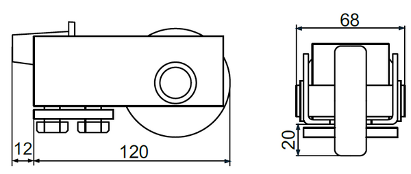 Atraminis ratukas su stabdziu.
