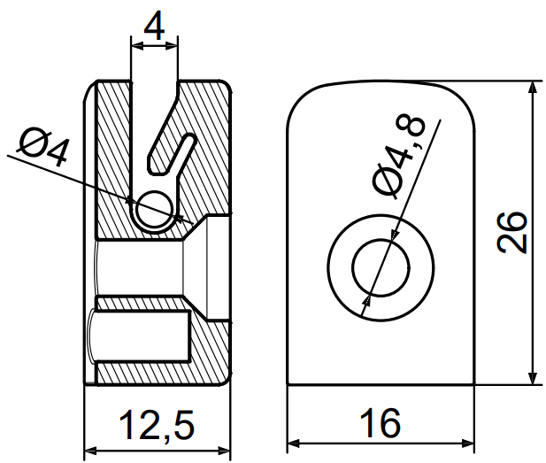Plastikinis įtempimo vielos laikiklis.