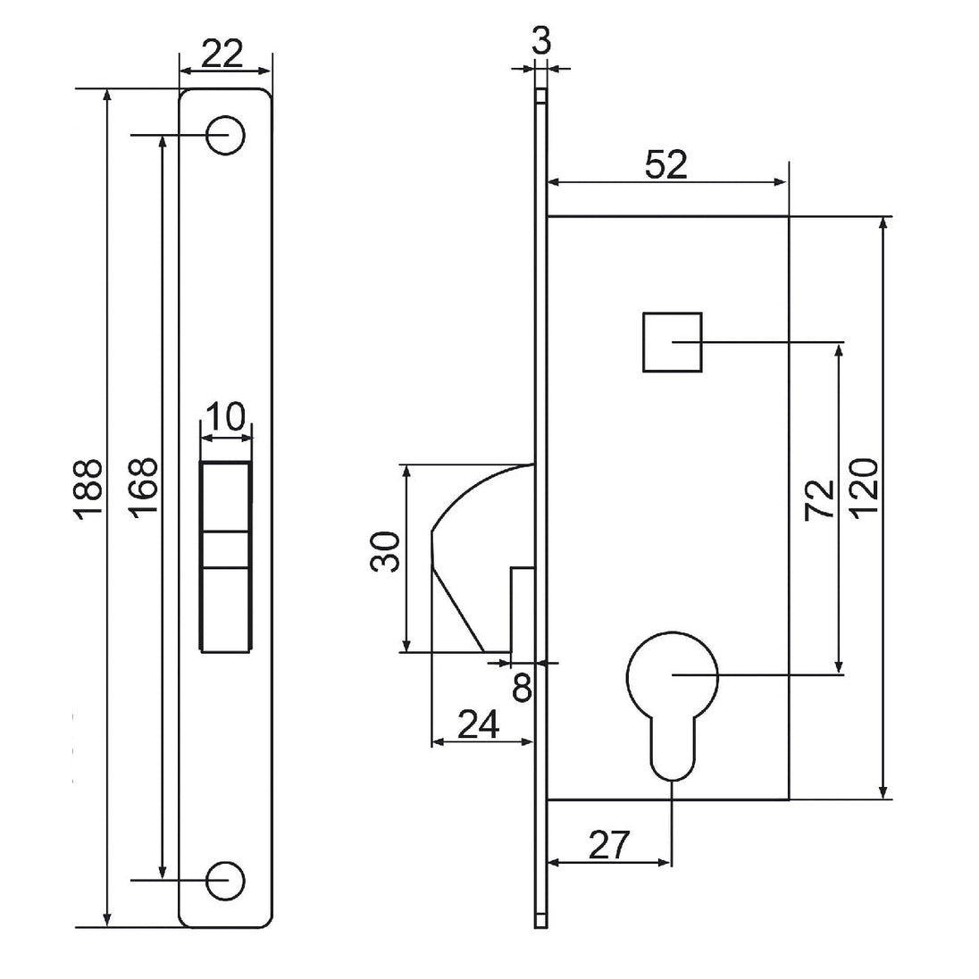 Spyna su kabliu stumdomiems vartams h-52.