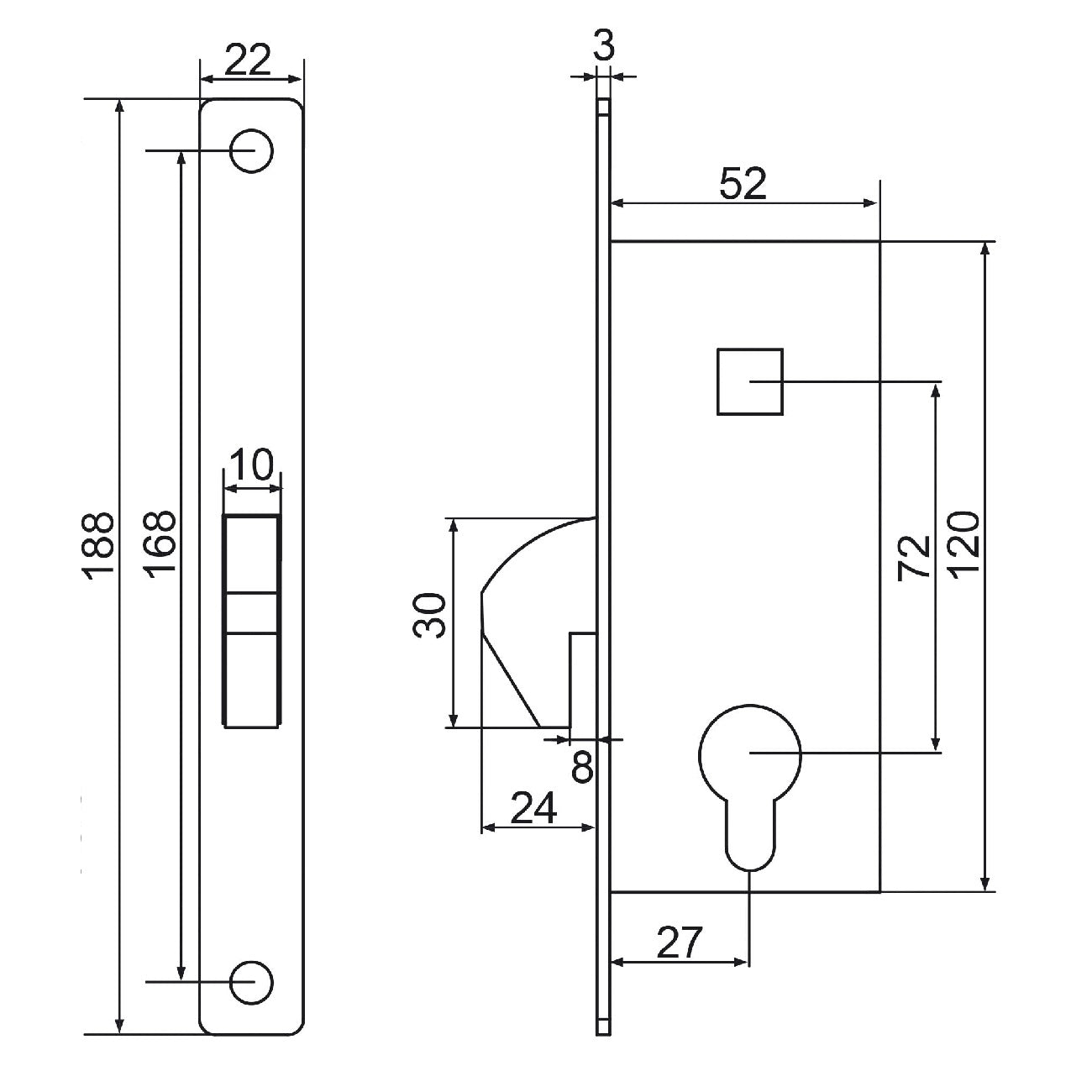 Spyna su kabliu stumdomiems vartams h-52.