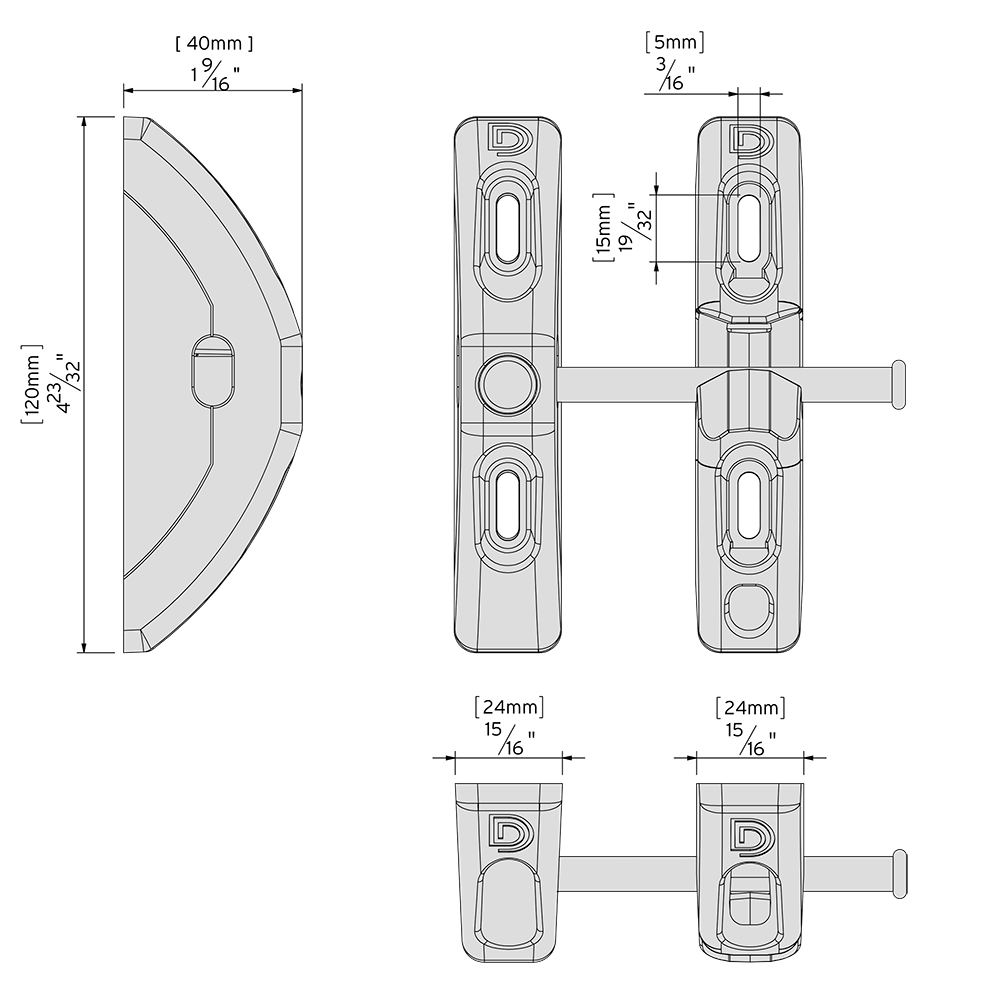 D&D Technologies horizontalus skląstis varteliams.