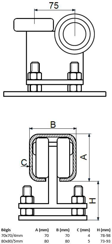 Vezimelis reguliuojamas su 3 plastikiniais ratukais.